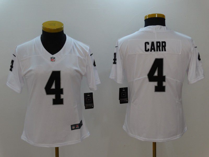 Women Oakland Raiders #4 Carr White Nike Vapor Untouchable Limited NFL Jerseys->->Women Jersey